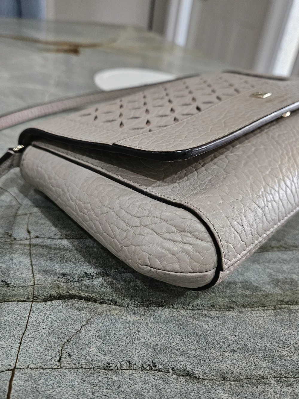 NWOT Kate Spade Gray Laser Cut Leather Crossbody Shoulder Bag